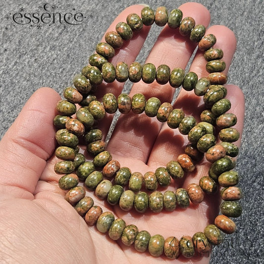 Unakite Barrel Bead Bracelet