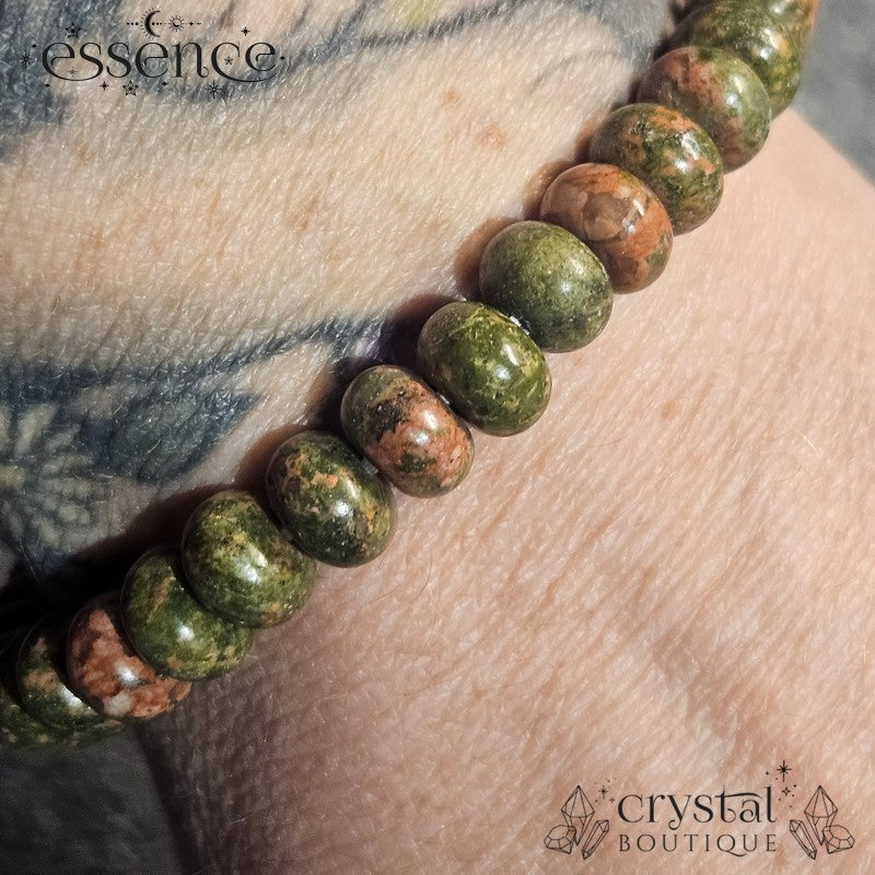 Unakite Barrel Bead Bracelet