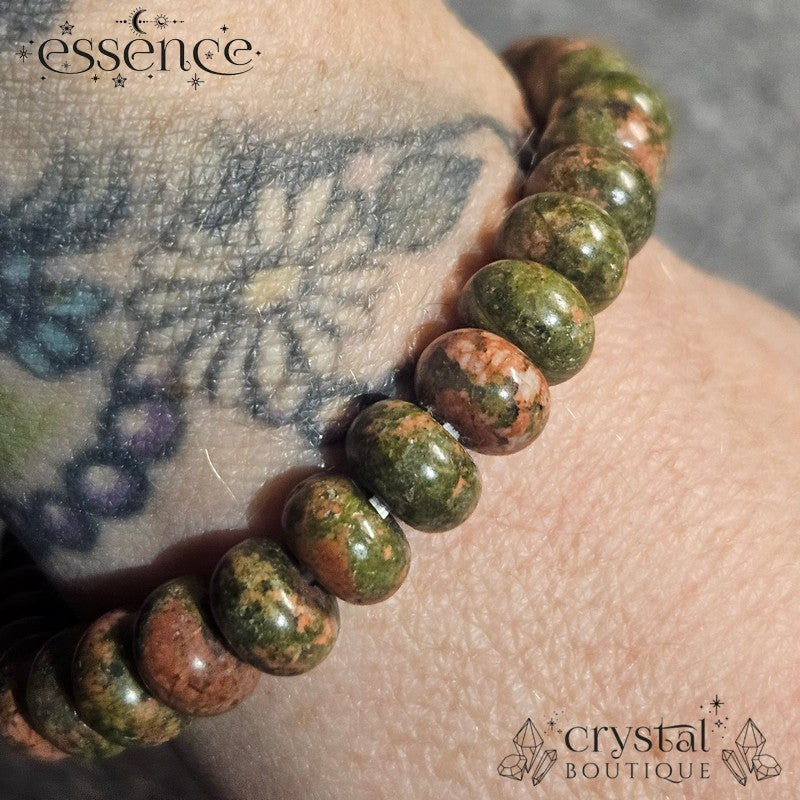 Unakite Barrel Bead Bracelet