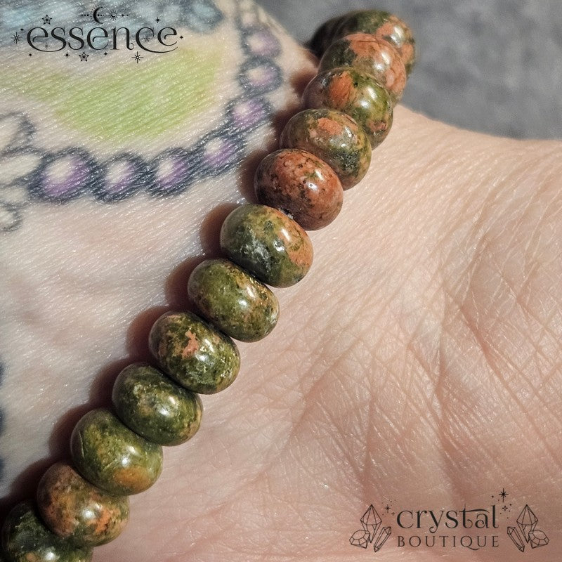 Unakite Barrel Bead Bracelet