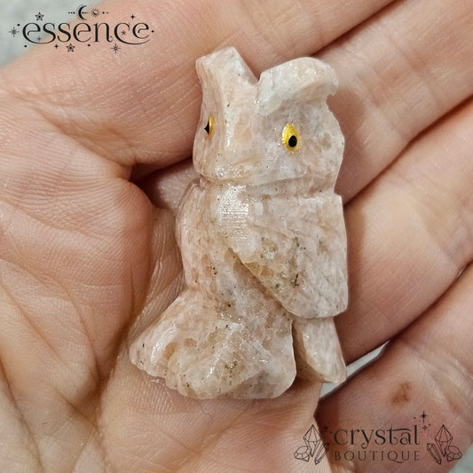 Pink Calcite Owl – Gentle Wisdom & Soothing Energy