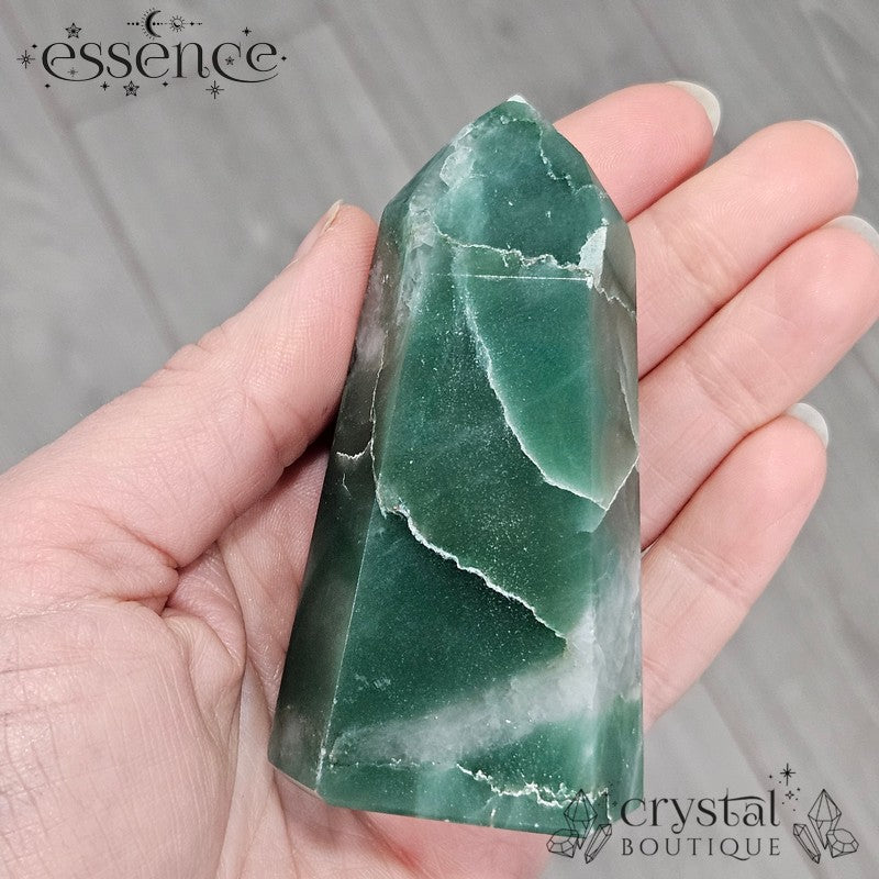 Green Aventurine Tower with Quartz – Stone of Luck & Harmony