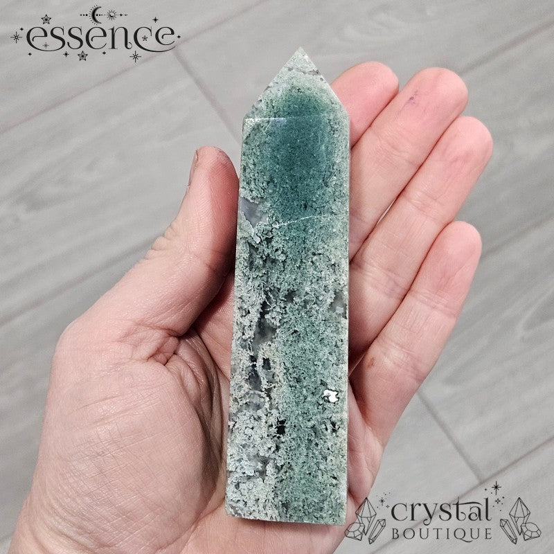 Moss Agate Tower – A Stone of Growth & Harmony