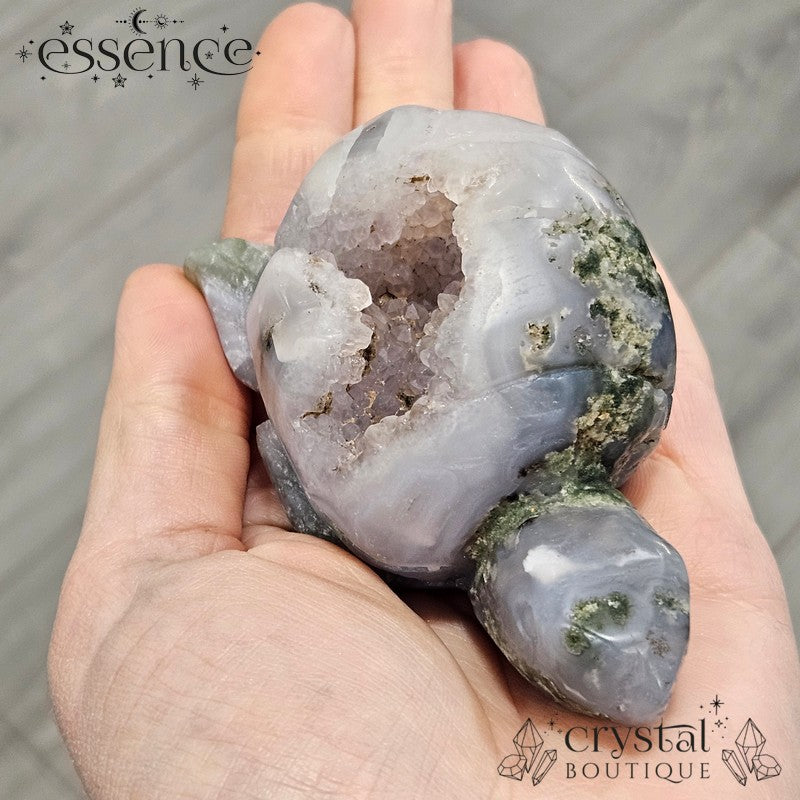 Druzy Moss Agate Turtle – 231g