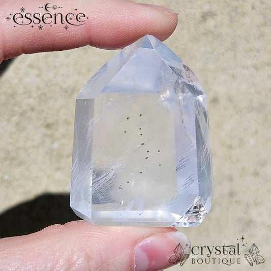 Girasol Quartz Tower with Pyrite Inclusions – 64g Intuition and Confidence