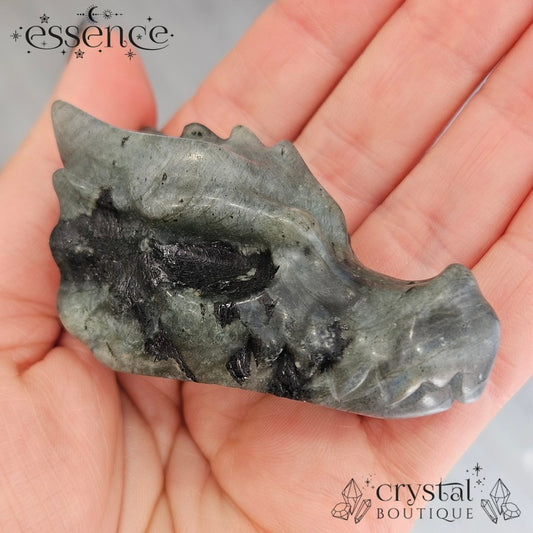 Labradorite with Black Tourmaline Dragon Head