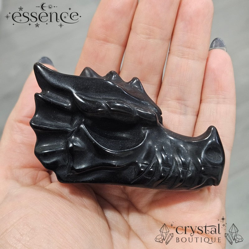 Silver Sheen Obsidian Dragon Head