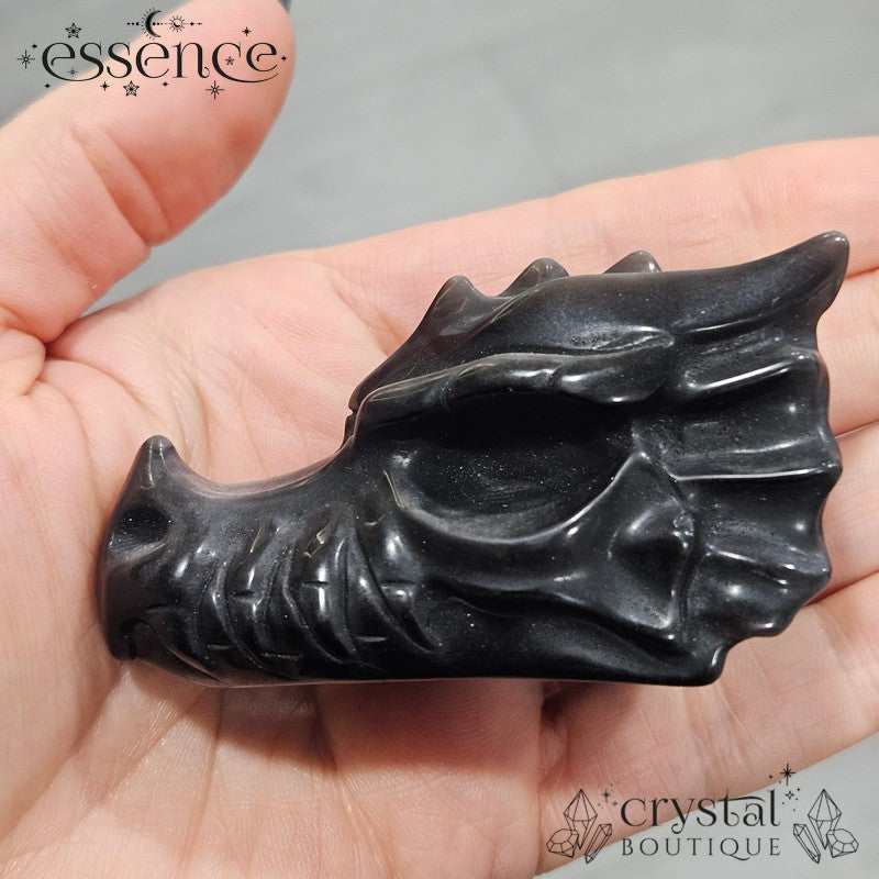 Silver Sheen Obsidian Dragon Head