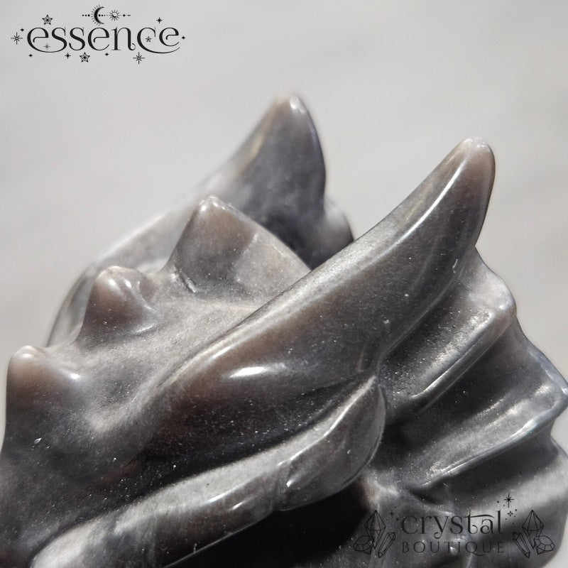 Silver Sheen Obsidian Dragon Head