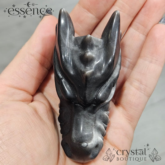 Silver Sheen Obsidian Dragon Head