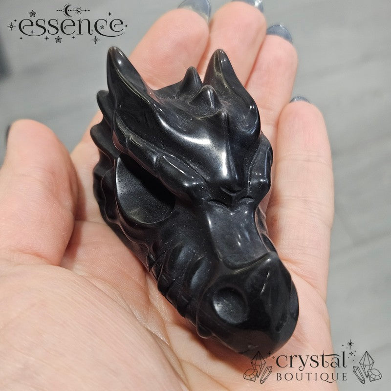 Silver Sheen Obsidian Dragon Head