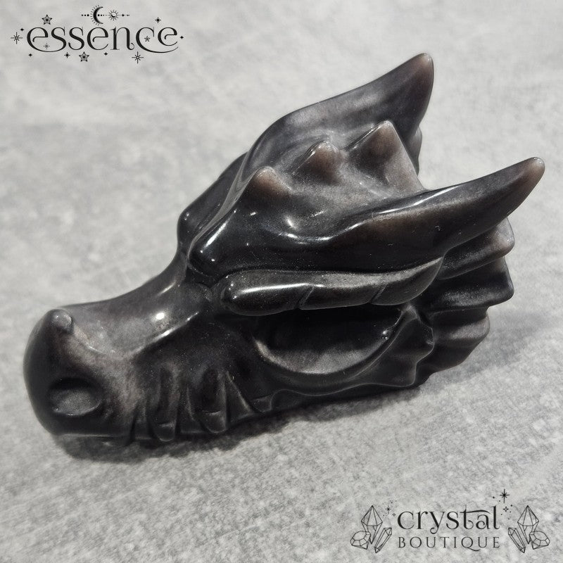 Silver Sheen Obsidian Dragon Head