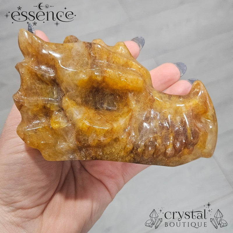 Large Golden Healer Quartz Dragon Head (631g)