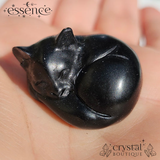 Black Obsidian Sleeping Cat