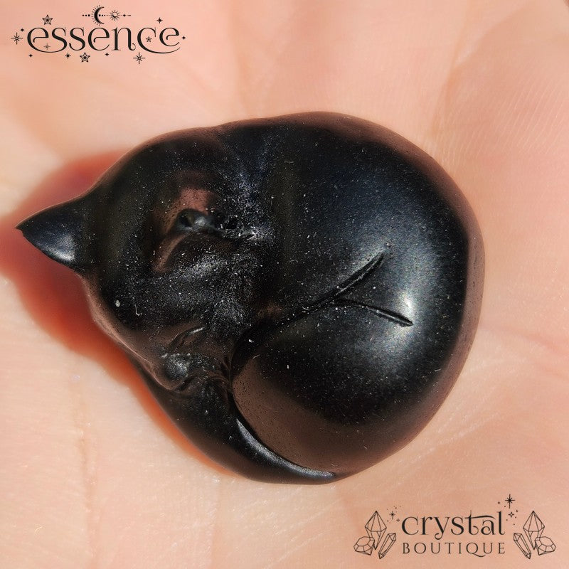 Black Obsidian Sleeping Cat