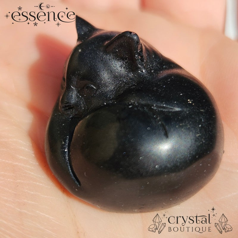 Black Obsidian Sleeping Cat