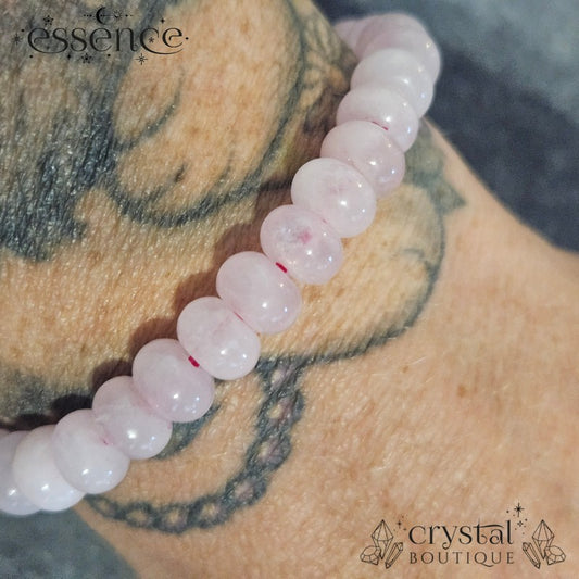 Rose Quartz Barrel Bead Bracelet