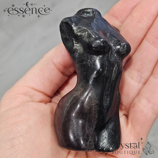 Garnet with Astrophyllite Torso Carving
