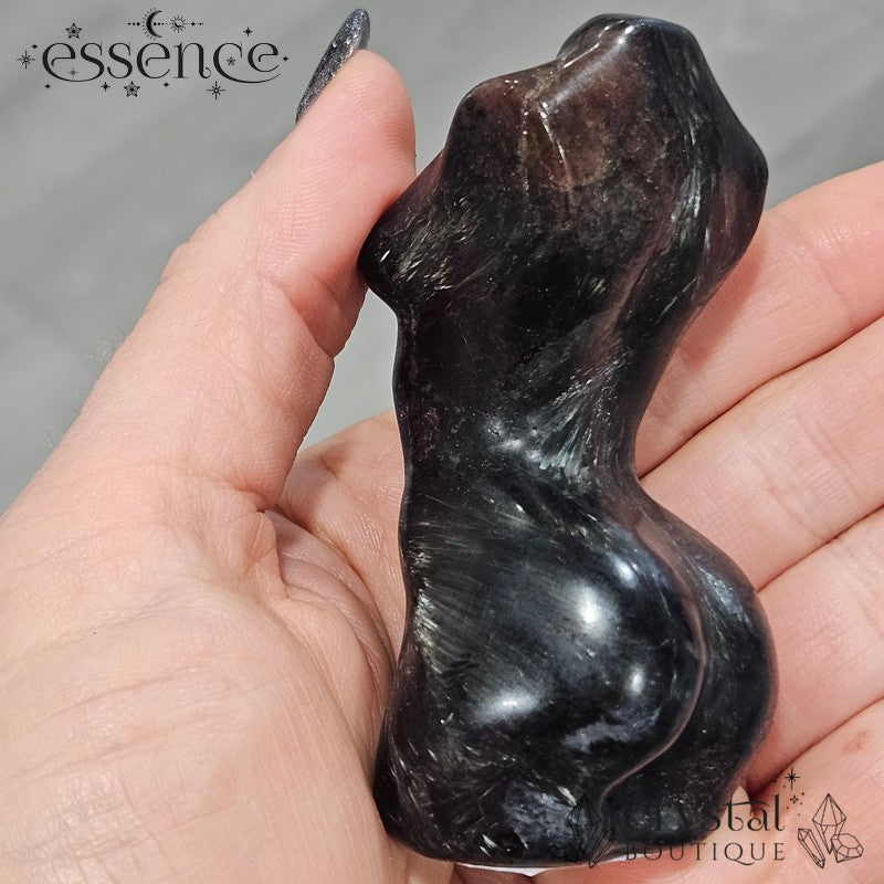Garnet with Astrophyllite Torso Carving