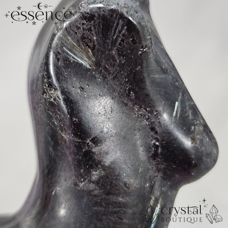 Garnet with Astrophyllite Torso Carving