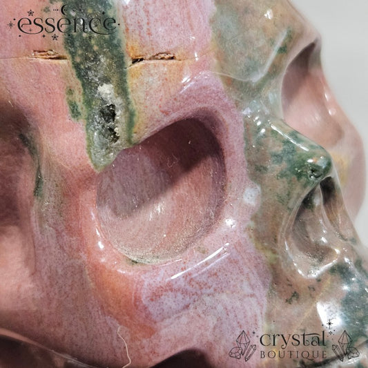 Ocean Jasper Skull (Moss Veil)