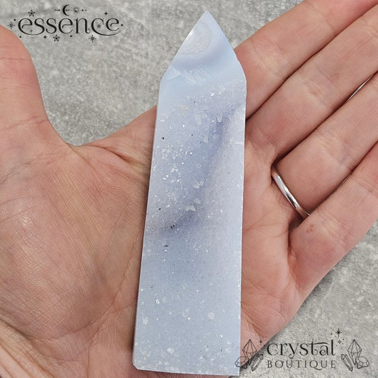 Blue Lace Agate Tower – Frosted Coastline