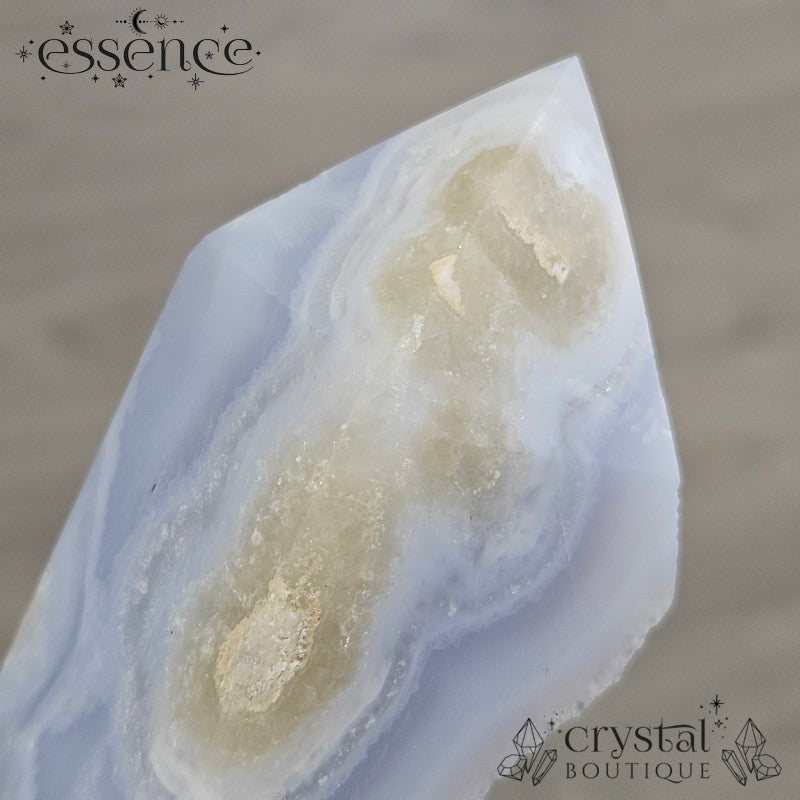 Blue Lace Agate Tower – Frosted Coastline