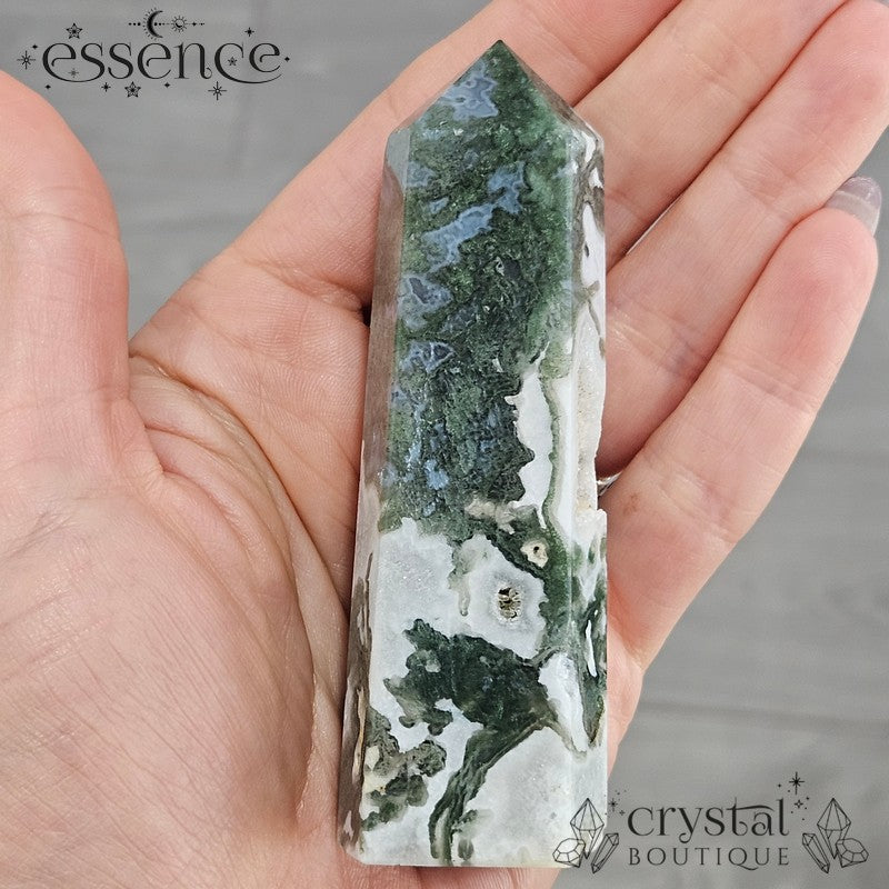 Moss Agate Tower🌿 Snowfall| 132g