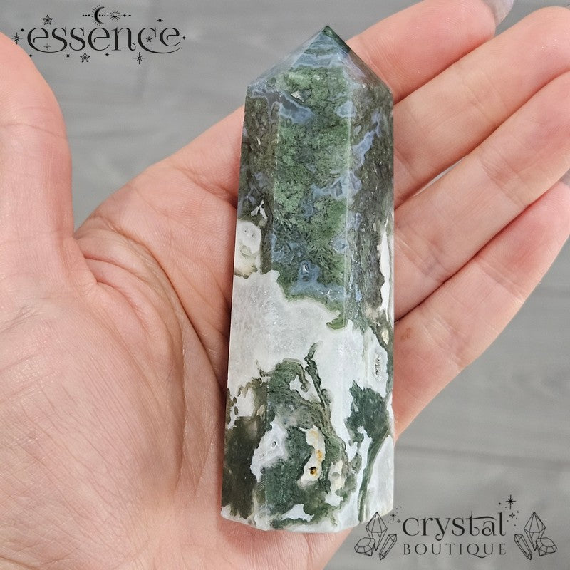 Moss Agate Tower🌿 Snowfall| 132g
