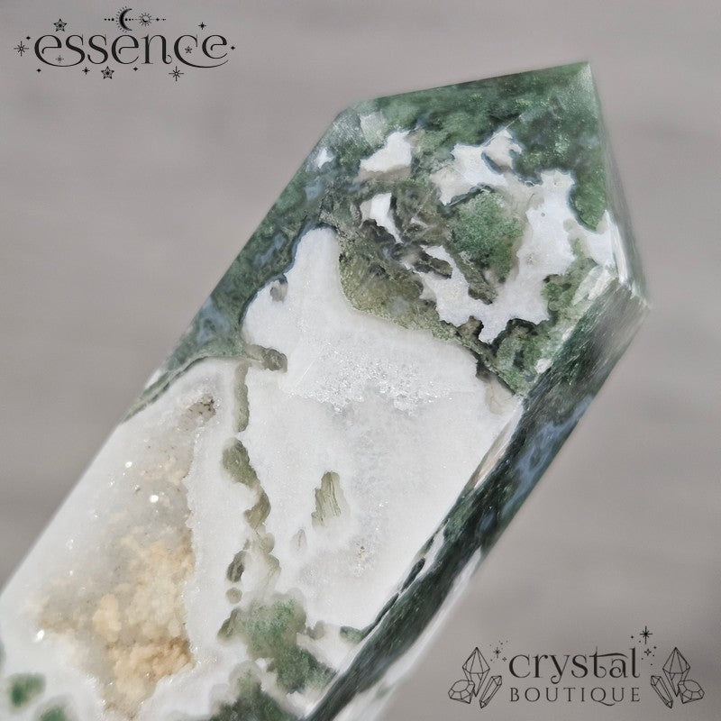 Moss Agate Tower🌿 Snowfall| 132g