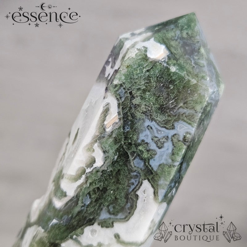 Moss Agate Tower🌿 Snowfall| 132g