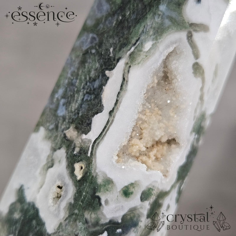 Moss Agate Tower🌿 Snowfall| 132g