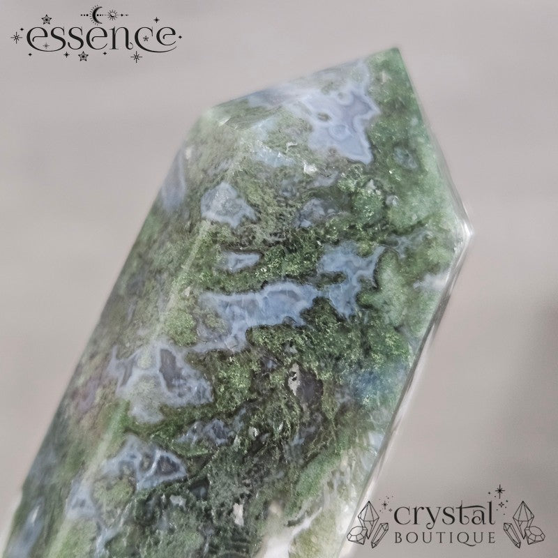 Moss Agate Tower🌿 Snowfall| 132g