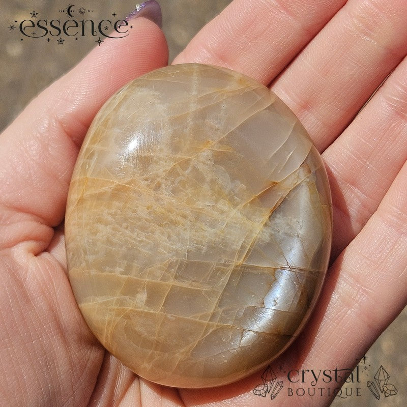 Peach Moonstone Palm Stone 123g