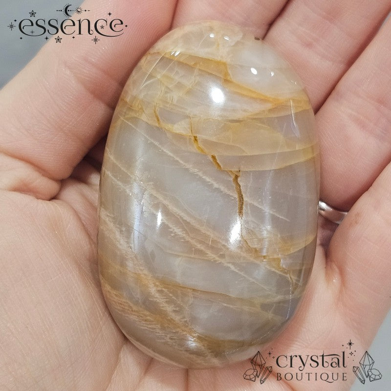 Peach Moonstone Palm Stone 107g