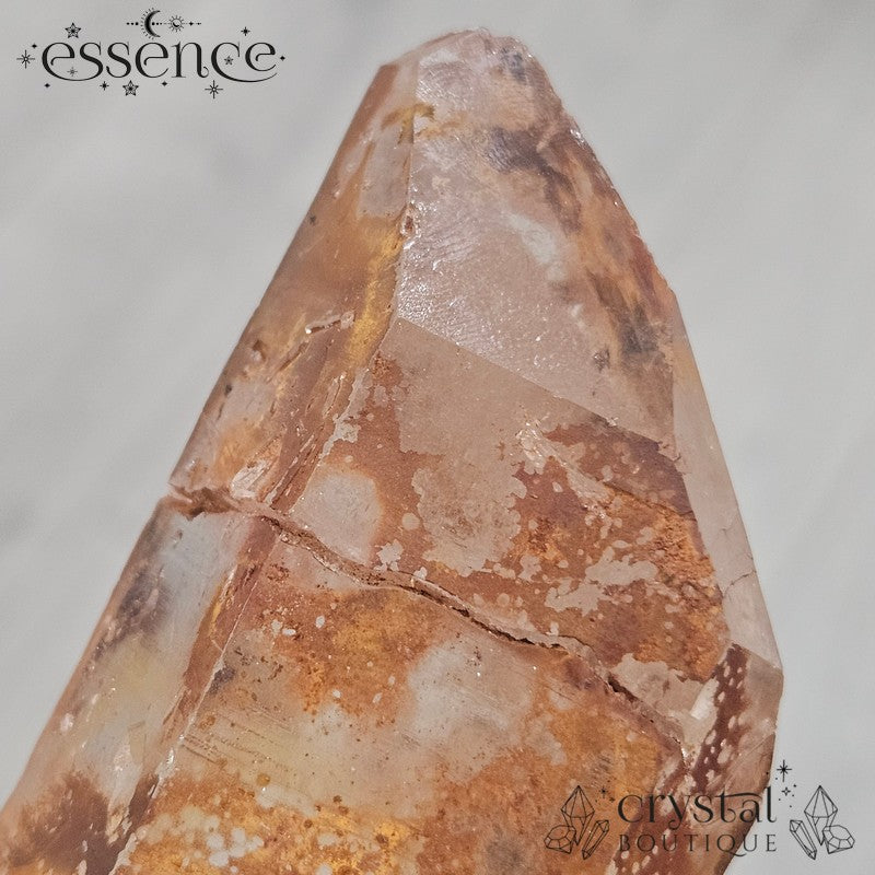 Iron Oxide-Coated Quartz Point – Earthy Tangerine & Rust Tones 277g