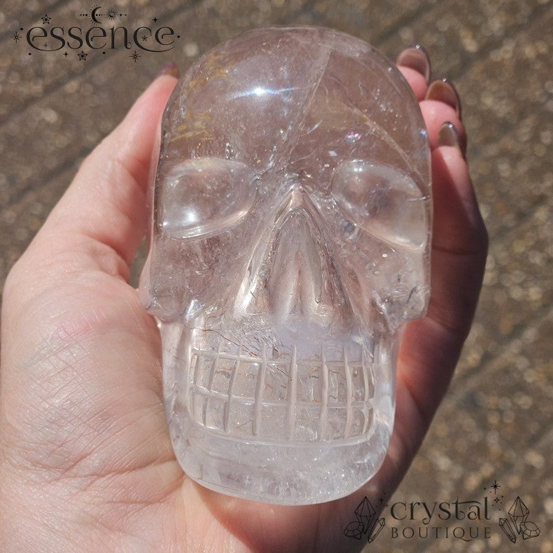 Brazilian Rutile Quartz Skull – 719g – Hand Carved by Pitico