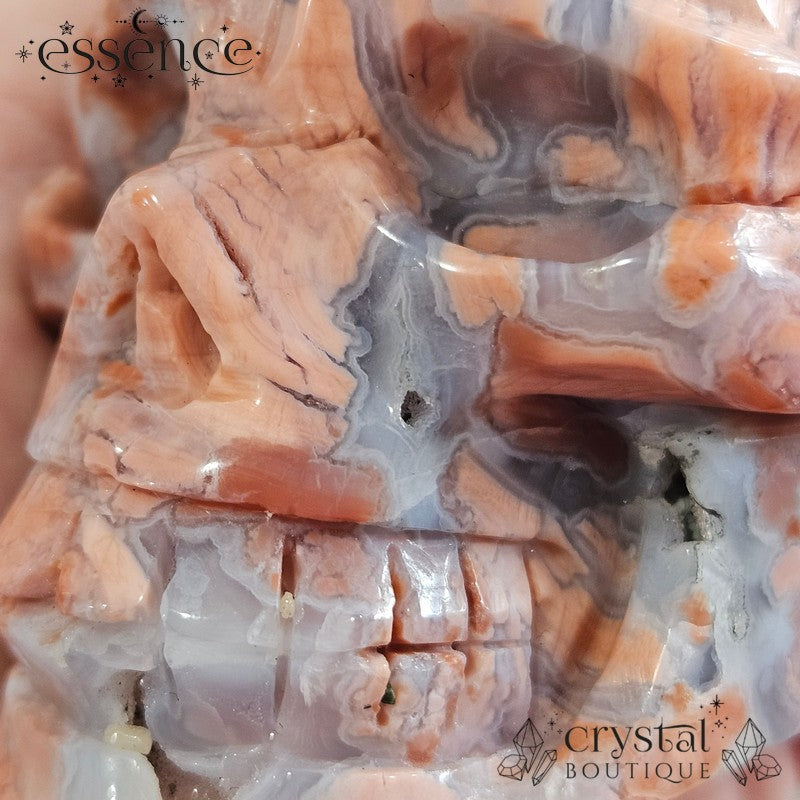 Pink Agate Skull