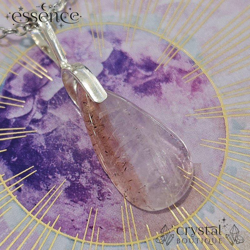 Cacoxenite in Amethyst Pendant