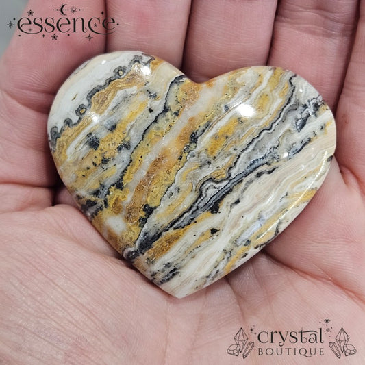 Bumble Bee Calcite Heart