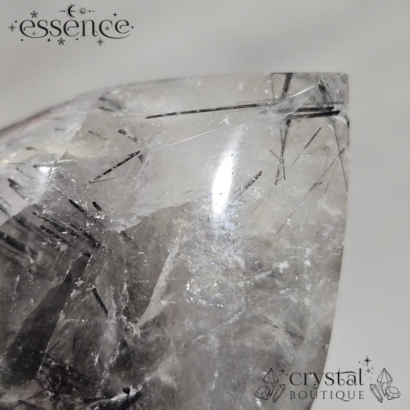 Black Tourmalated Quartz With Limonite Flame