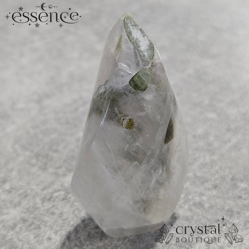Green Tourmaline in Quartz Flame