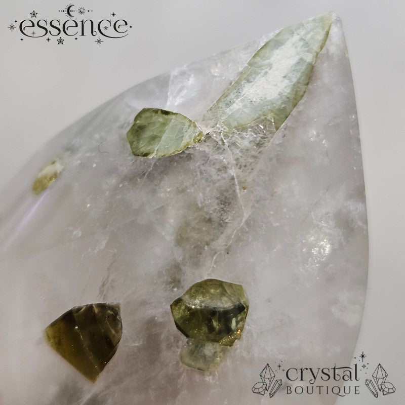 Green Tourmaline in Quartz Flame