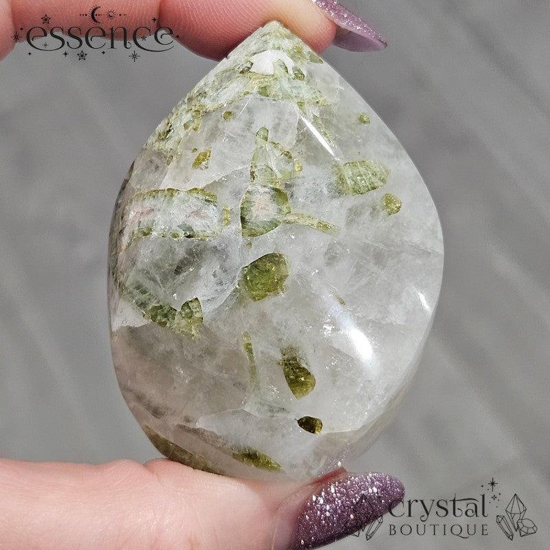 Green Tourmaline in Quartz Flame - Brazil