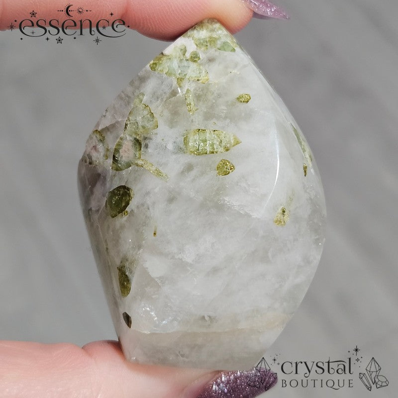 Green Tourmaline in Quartz Flame - Brazil
