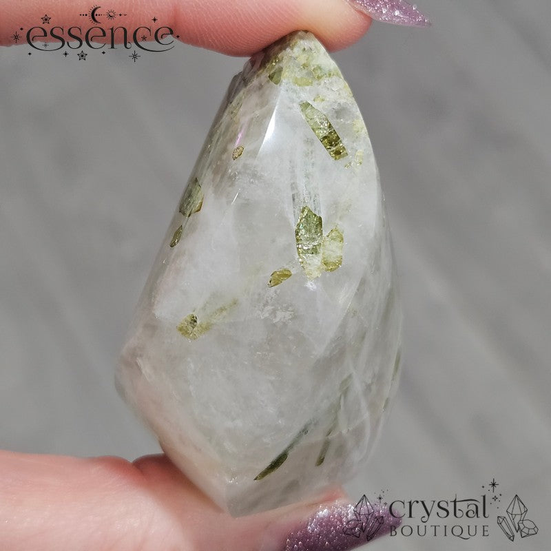 Green Tourmaline in Quartz Flame - Brazil