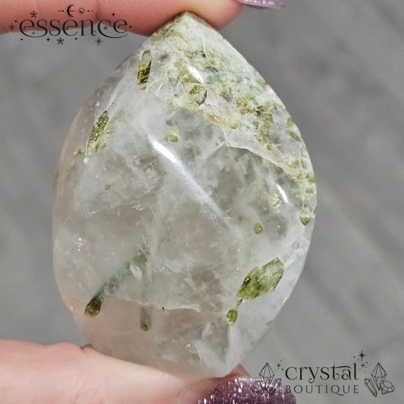 Green Tourmaline in Quartz Flame - Brazil