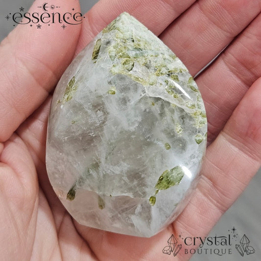 Green Tourmaline in Quartz Flame - Brazil
