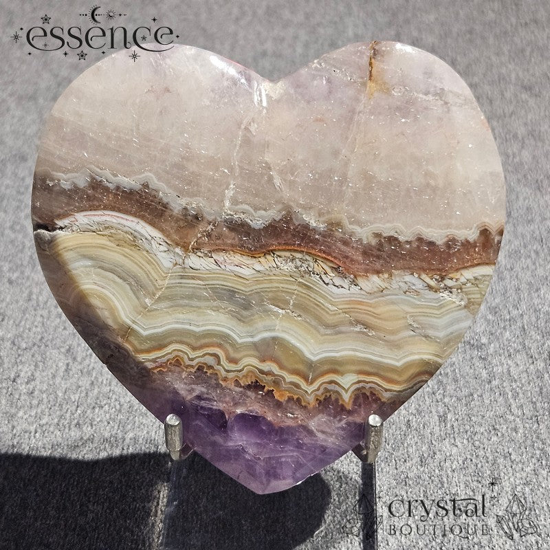 Amethyst Lace Agate Heart on Stand