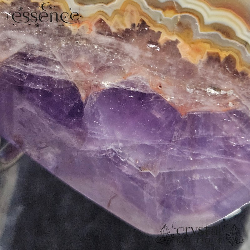 Amethyst Lace Agate Heart on Stand